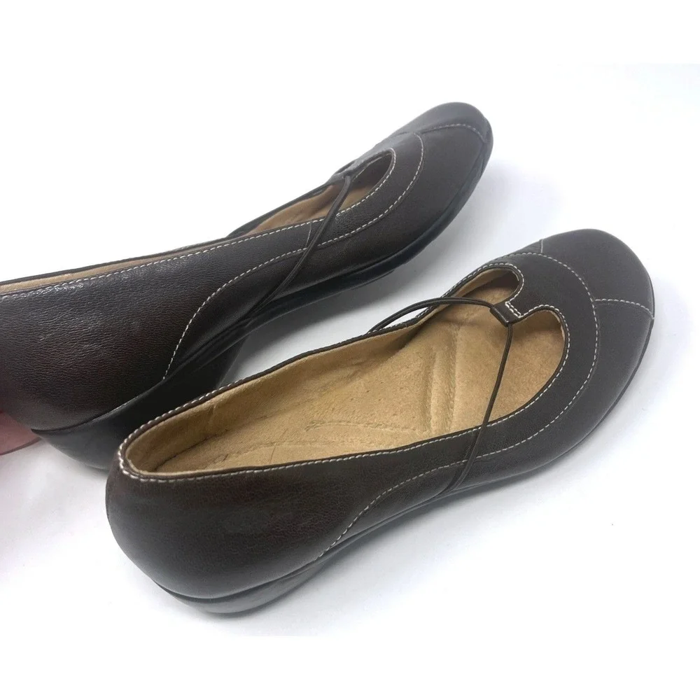 Natural Soul by Naturalizer Women's 8.5 Brown Mary Jane Comfort Flats Shoes EUC